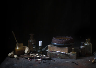 MOIST CHOCOLATE CAKEWITH RED BEANS AND SALTED CARAMEL CREAM