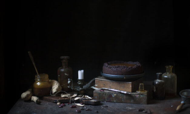 MOIST CHOCOLATE CAKEWITH RED BEANS AND SALTED CARAMEL CREAM
