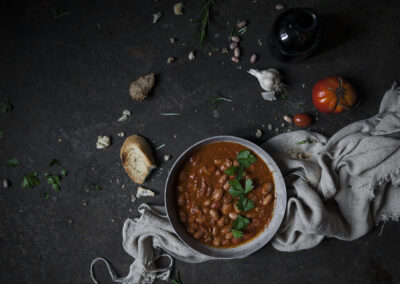 Mediterranean Borlotti Bean Soup with Spicy Sauce