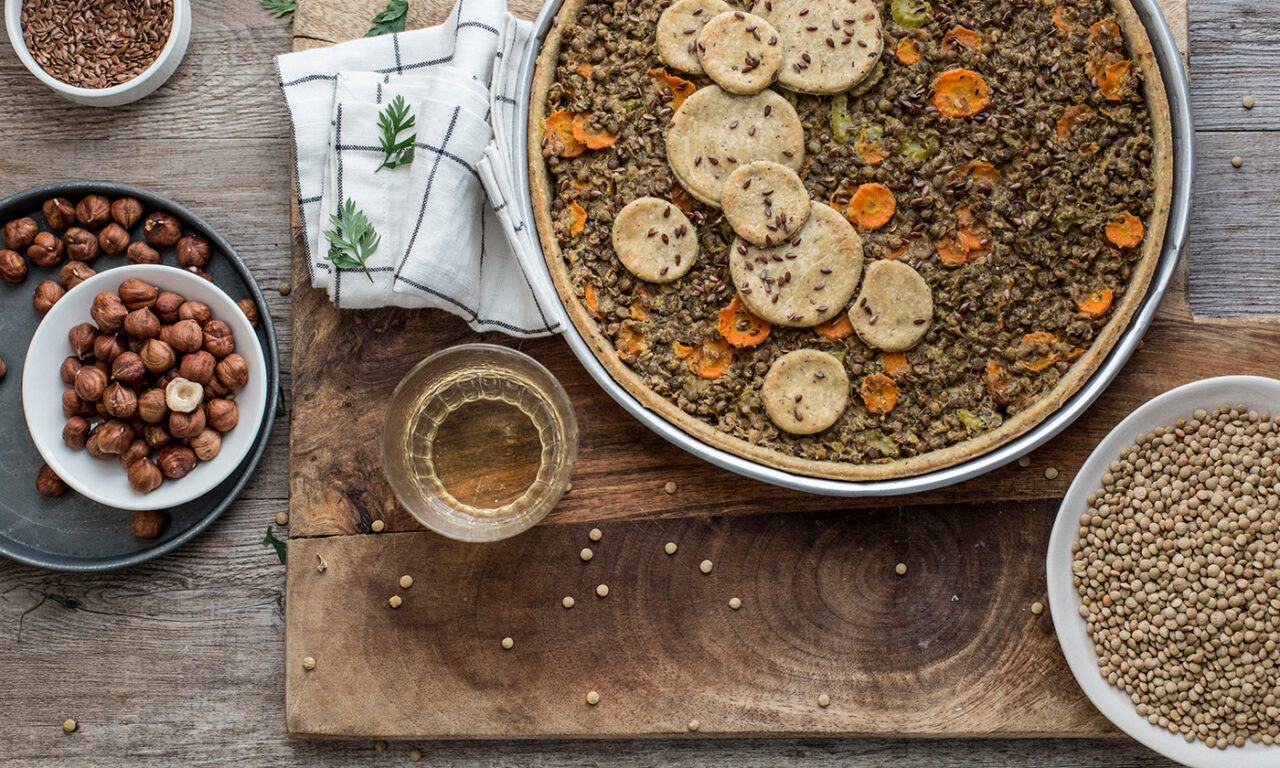 SAVORY PIE WITH LENTILS, ROSEMARY, AND SAUTÉED CARROTS